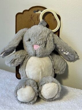 Kellytoy Gray and Cream Bunny Plush with Pink Nose